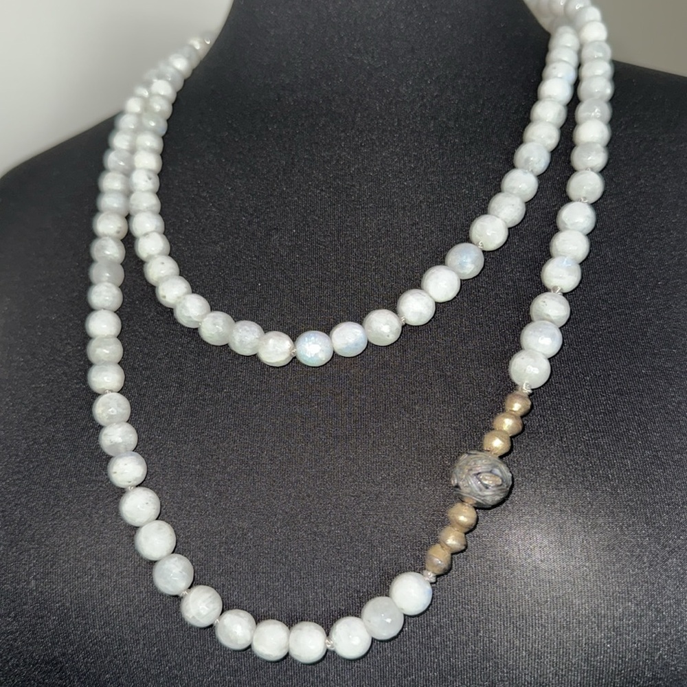 Stunning Beaded Opera Necklace with Polished Accents